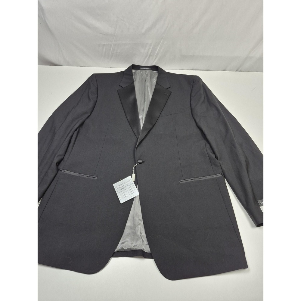 Geoffrey Beene Tuxedo Suit Jacket Mens 46XL Black Super 100s Wool Formal NWT